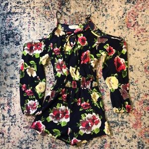 Exposed Shoulder Floral Romper